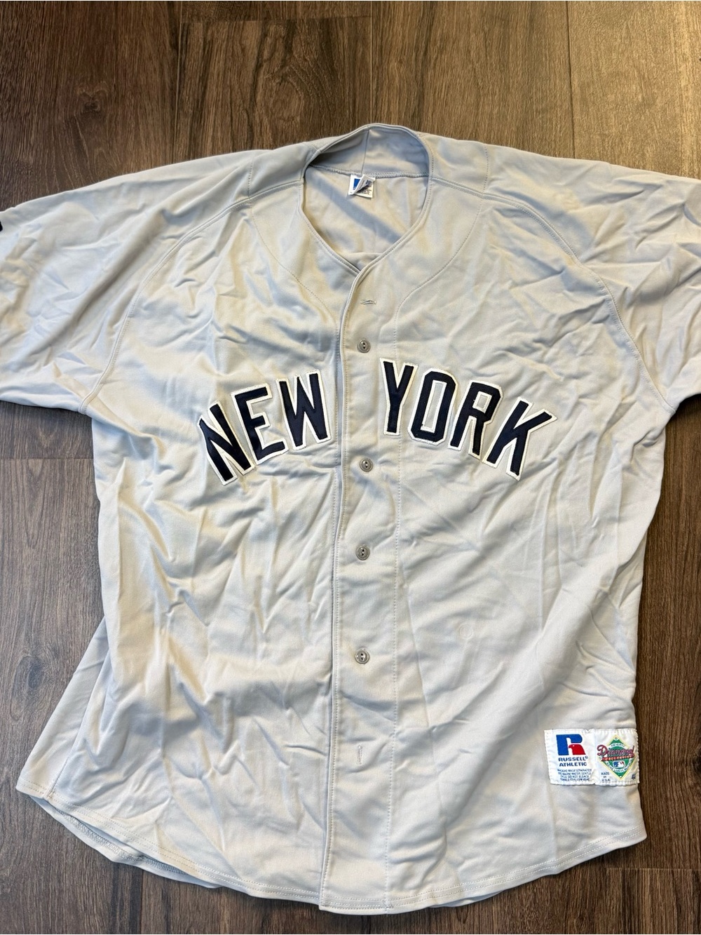 Russell Athletic New York Gray Button-Up Baseball Jersey